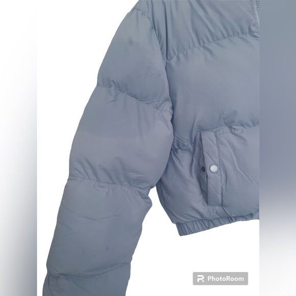 Looking Brand New Cropped Puffer Jacket- Light Blue - Picture 6 of 8